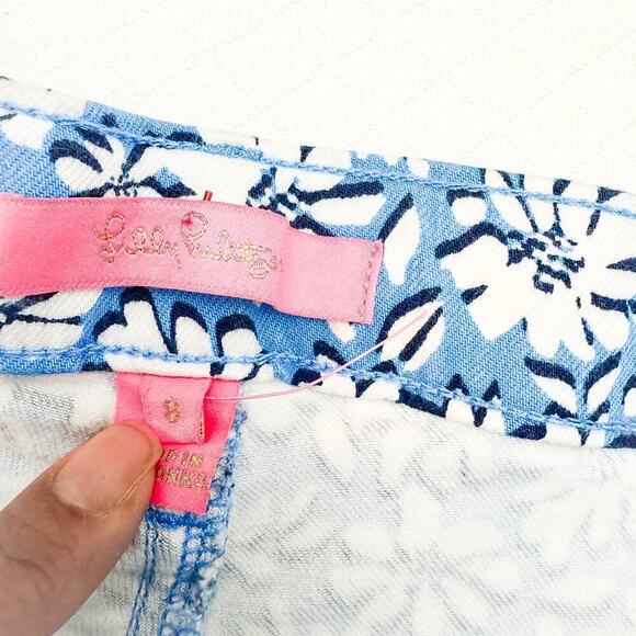 Lilly Pulitzer Flower Printed Denim Jean Pants Wide Leg Size 8 - Picture 5 of 9